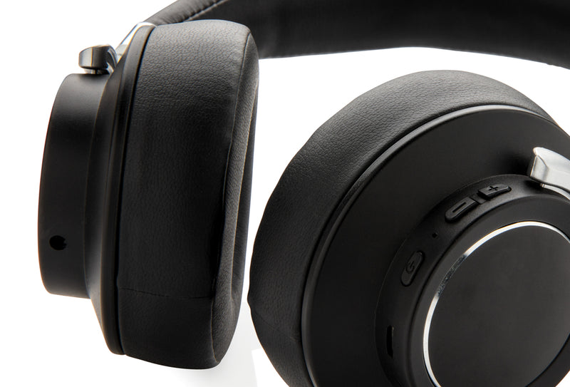 Load image into Gallery viewer, XD Xclusive Aria Wireless Comfort Headphones in black with cushioned ear cups and headband, showcasing sleek audio design.