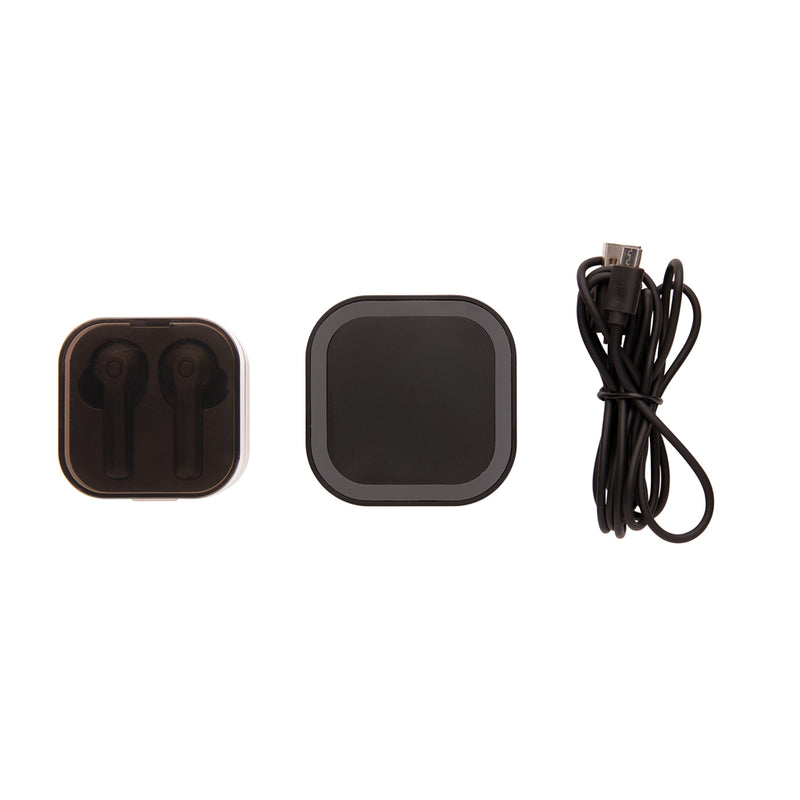 Load image into Gallery viewer, Wireless TWS earbuds by XD Collection in a sleek charging case, showcasing compact design and glossy black finish.