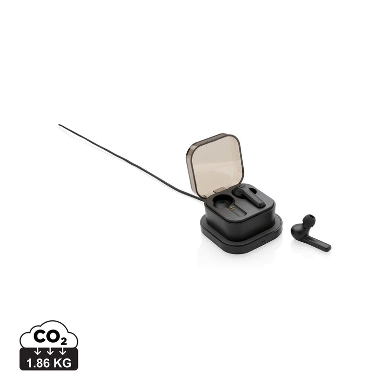 Load image into Gallery viewer, XD Collection TWS wireless earbuds in charging case, compact audio earbuds with charging case, black and sleek design