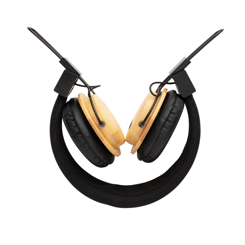 Load image into Gallery viewer, Bamboo wireless headphones from XD Collection featuring sleek design and over-ear comfort for premium audio experience.
