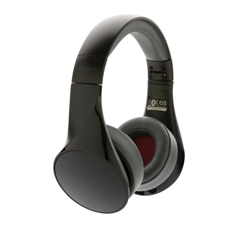 Load image into Gallery viewer, Motorola MOTO XT500 wireless over-ear headphones showing black ear cups and headband with ear cushions for comfortable listening.
