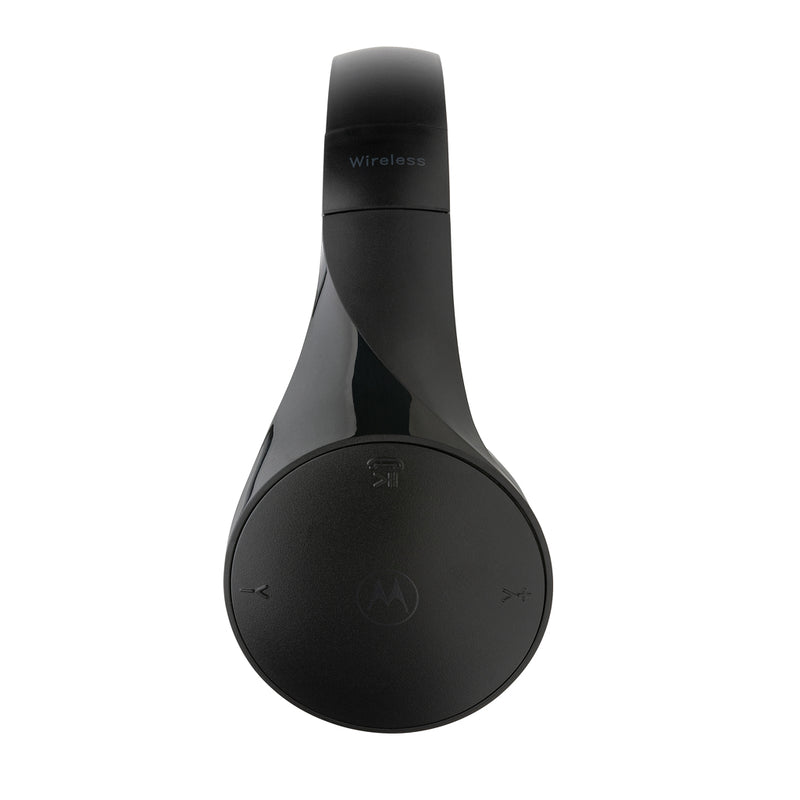 Load image into Gallery viewer, Motorola MOTO XT500 wireless over-ear headphones with padded ear cups and adjustable headband, black color, on a white background.