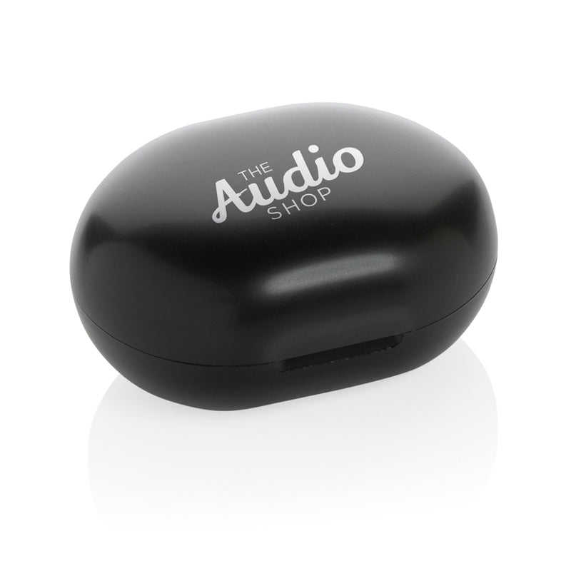 Load image into Gallery viewer, XD Collection RCS standard recycled plastic TWS earbuds for audio, featuring sleek design and wireless Bluetooth connectivity.