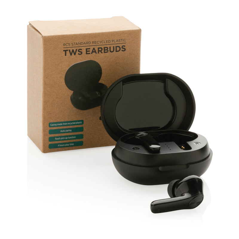 Load image into Gallery viewer, XD Collection RCS standard recycled plastic TWS earbuds, wireless audio earbuds with a sleek design and eco-friendly materials.