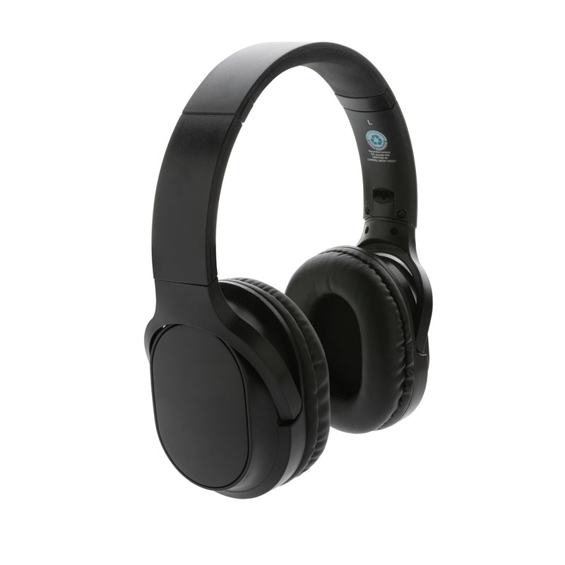 Load image into Gallery viewer, XD Collection RCS recycled plastic Elite Foldable wireless headphones, black audio headphones with cushioned ear cups and adjustable headband