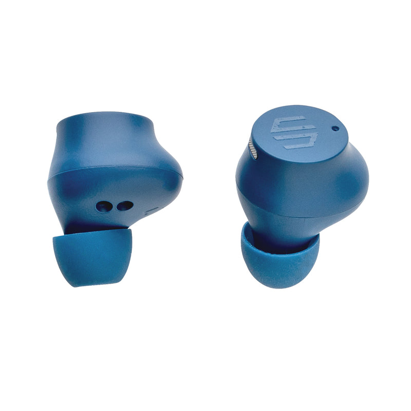 Load image into Gallery viewer, Urban Vitamin Napa earbuds, sleek black wireless audio earbuds with in-ear design and compact charging case, on a white background.