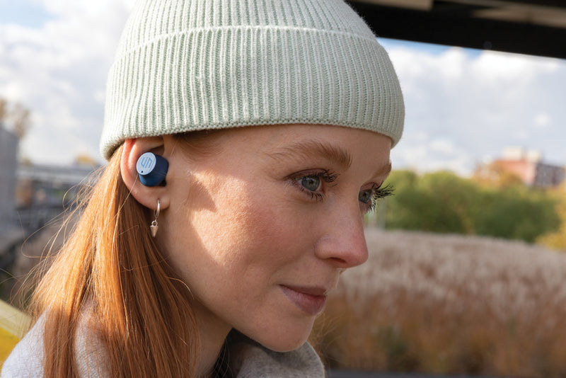 Load image into Gallery viewer, Urban Vitamin Napa earbuds in black with sleek design, featuring compact wireless audio earbuds with soft ear tips.