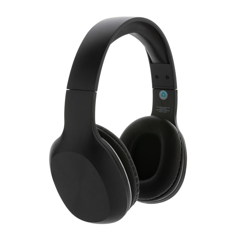 Load image into Gallery viewer, XD Collection RCS recycled plastic JAM wireless headphones, sleek black audio earbuds with charging case, eco-friendly design.