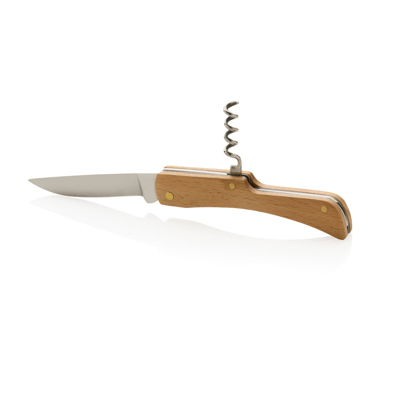 Load image into Gallery viewer, Wooden knife with bottle opener from XD Collection, versatile tools and torches, featuring a natural wood handle and built-in bottle opener.