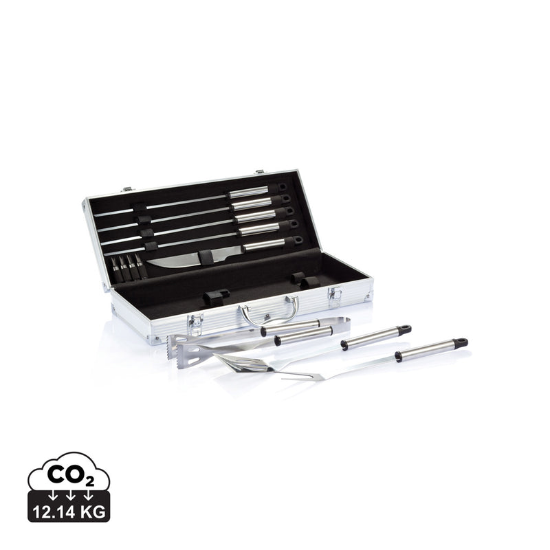 Load image into Gallery viewer, 12 pcs barbecue set in aluminium box - Custom Wood Designs