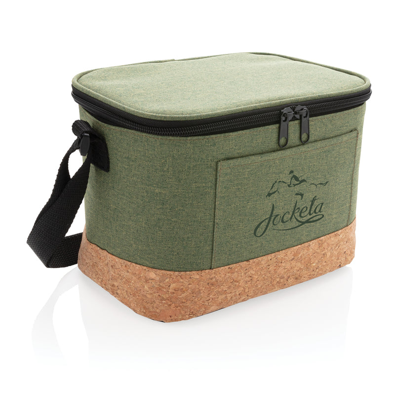 Load image into Gallery viewer, Two-tone outdoor cooler bag with cork detail from XD Collection, featuring a stylish design and insulated interior for food and drinks.