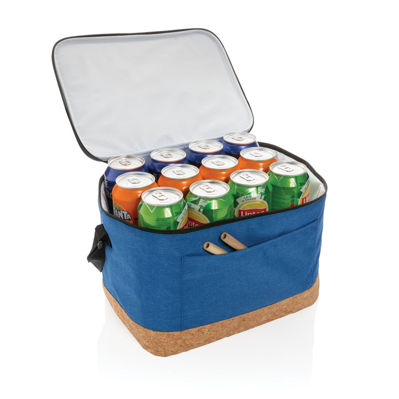 Load image into Gallery viewer, Impact AWARE™ XL RPET two-tone cooler bag with cork detail from XD Collection, ideal for outdoor use, featuring eco-friendly materials.