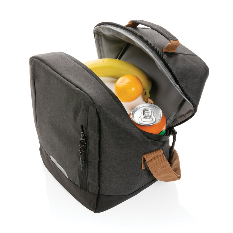 Load image into Gallery viewer, XD Collection Impact AWARE™ urban outdoor cooler bag with insulated interior, shown in black, designed for outdoor activities.