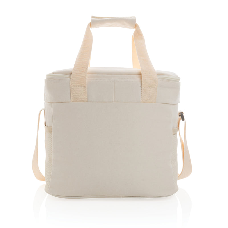 Load image into Gallery viewer, XD Collection Impact AWARE™ 16 oz. outdoor canvas cooler bag with insulated interior and carrying handle, ideal for outdoor activities.