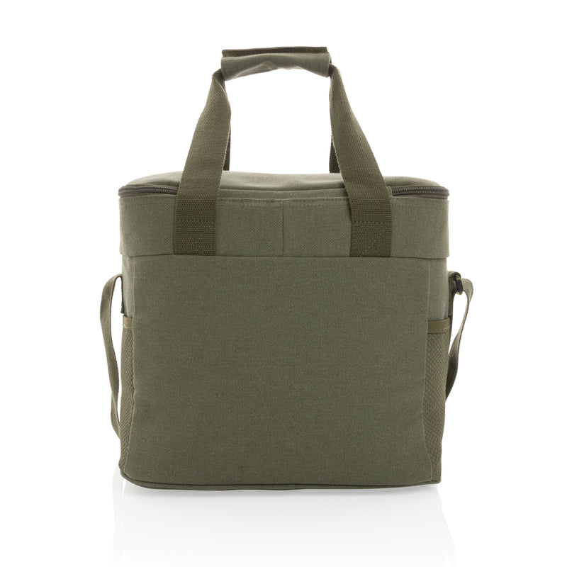 Load image into Gallery viewer, Impact AWARE™ 16 oz. outdoor canvas cooler bag by XD Collection, with insulated interior and adjustable strap for outdoor use.
