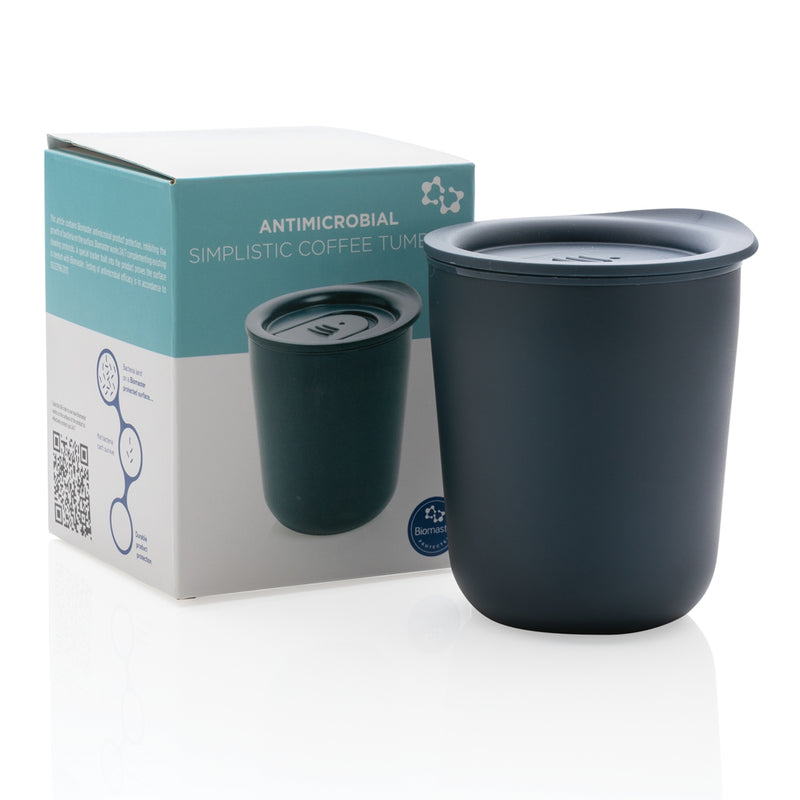 Load image into Gallery viewer, Simplistic antimicrobial XD Collection coffee tumbler in black, featuring a sleek design and spill-proof lid for on-the-go use.
