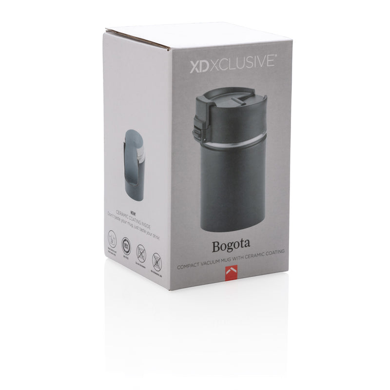 Load image into Gallery viewer, XD Xclusive Bogota compact vacuum mug with ceramic coating, black drinkware with sleek design and insulated double-wall construction.