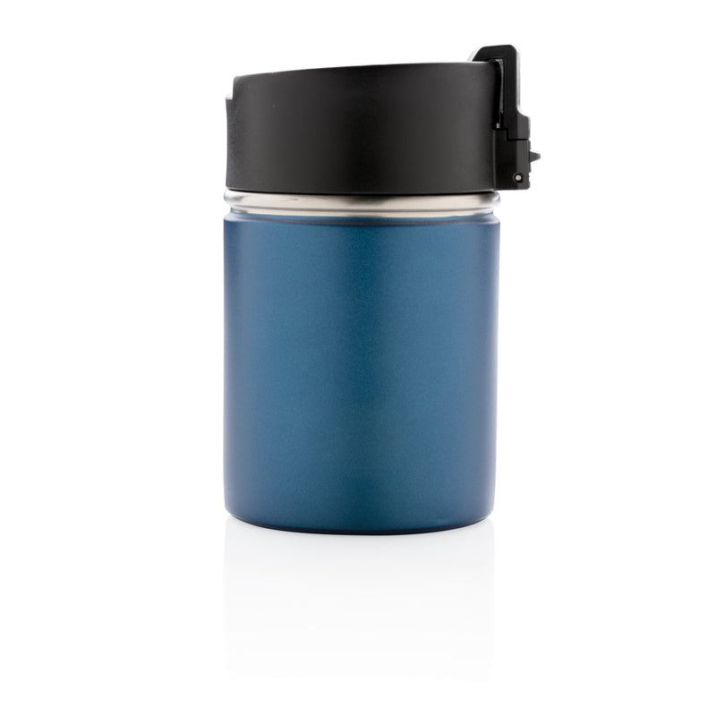 Load image into Gallery viewer, XD Xclusive Bogota compact vacuum mug with ceramic coating, black drinkware with a sleek, insulated design for hot and cold beverages.