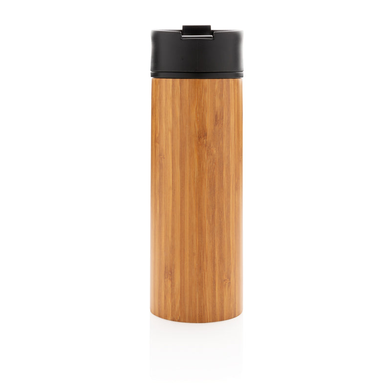 Load image into Gallery viewer, XD Xclusive Bogota vacuum bamboo coffee mug, eco-friendly drinkware with a sleek design, perfect for hot beverages.