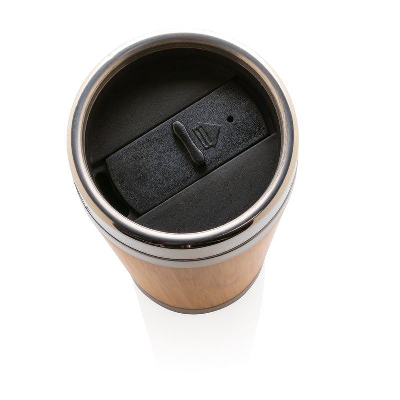 Load image into Gallery viewer, Bamboo tumbler from XD Collection drinkware set, eco-friendly reusable cup with lid and straw, natural bamboo finish.