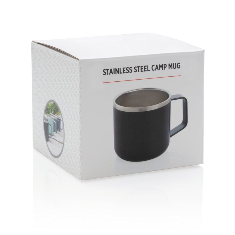Load image into Gallery viewer, Stainless steel camp mug from XD Collection, durable drinkware with a sleek, polished finish, ideal for outdoor use.
