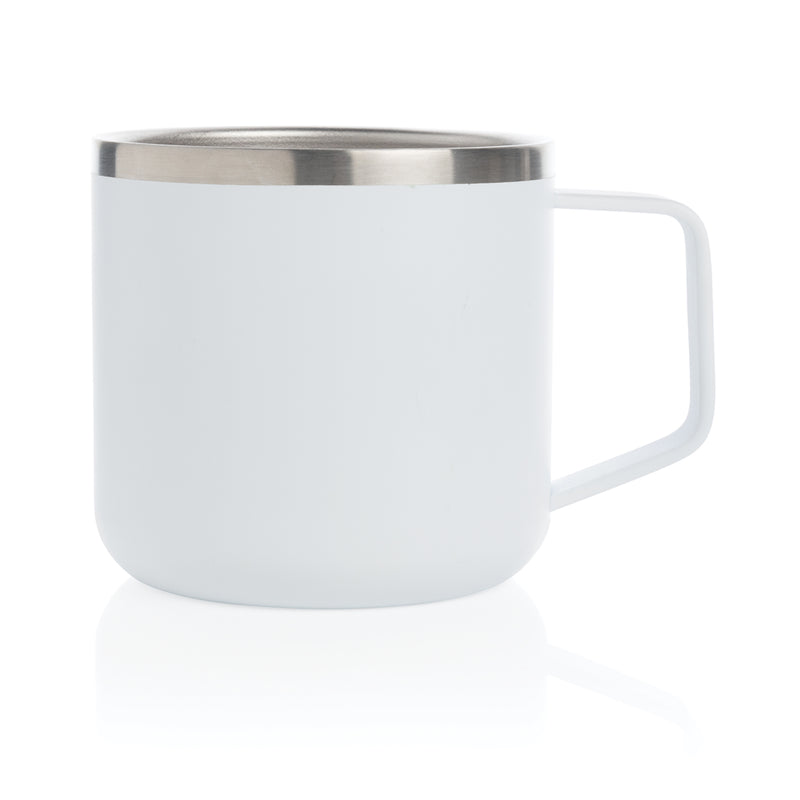Load image into Gallery viewer, Stainless steel camp mug from XD Collection, durable drinkware with a sleek, polished finish and sturdy handle for outdoor use.