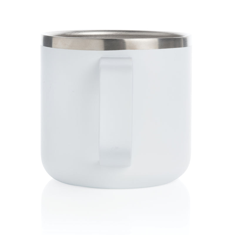 Load image into Gallery viewer, Stainless steel camp mug from XD Collection, durable drinkware with a sturdy handle and polished finish, ideal for outdoor use.