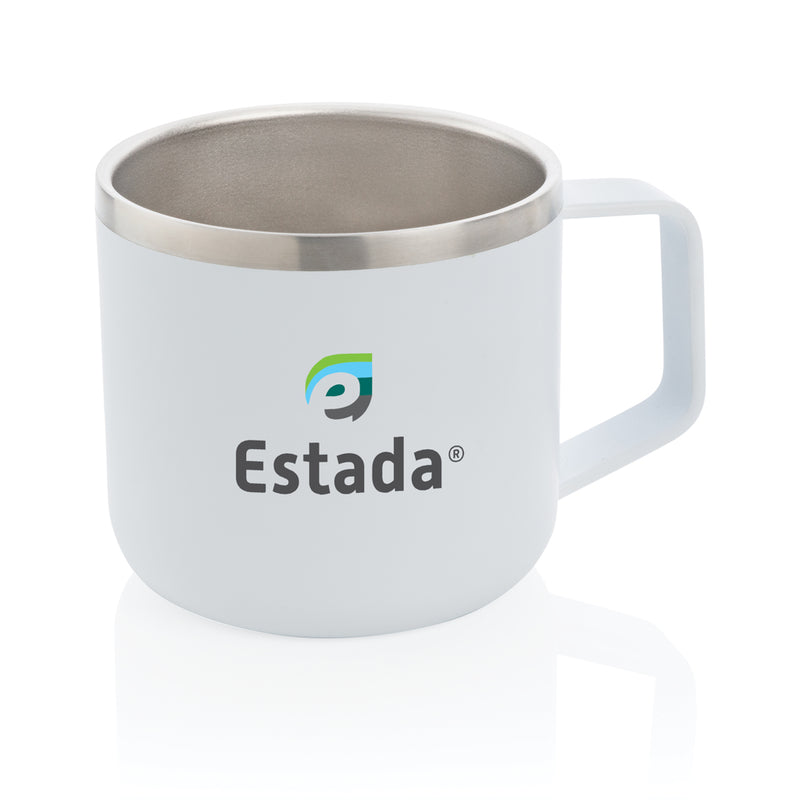 Load image into Gallery viewer, Stainless steel camp mug from XD Collection, durable drinkware with a handle, ideal for outdoor camping and travel.