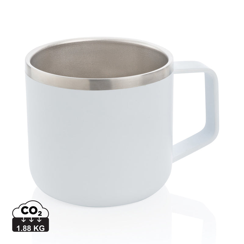 Load image into Gallery viewer, Stainless steel camp mug from XD Collection, durable drinkware with a polished finish and ergonomic handle for outdoor use.