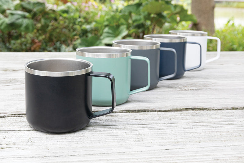 Load image into Gallery viewer, Stainless steel XD Collection camp mug with handle, durable drinkware for outdoor camping and travel, reflective metallic finish