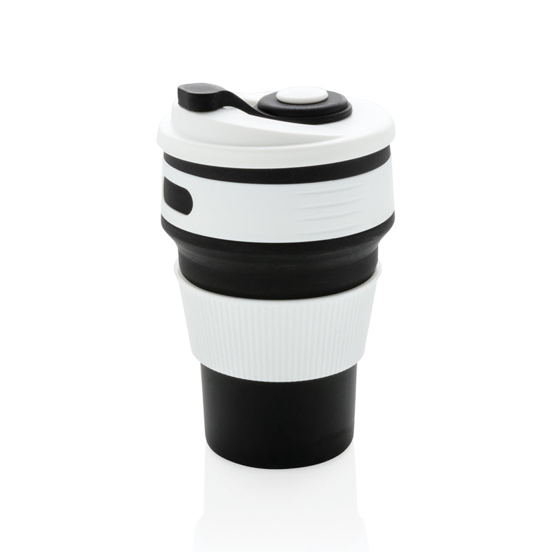 Load image into Gallery viewer, Foldable silicone drinkware cup by XD Collection, showing flexible, portable design with vibrant color and compact shape.