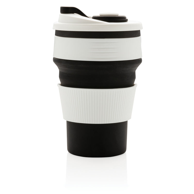 Load image into Gallery viewer, Foldable silicone drinkware cup from XD Collection, showing its flexible, collapsible design and bright silicone material.