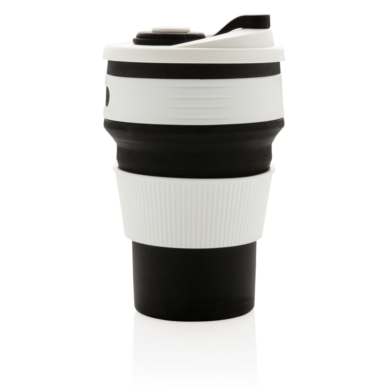 Load image into Gallery viewer, Foldable silicone cup from XD Collection, a portable drinkware piece displayed with the cup partially unfolded and ready for use.