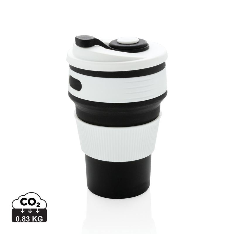 Load image into Gallery viewer, Foldable silicone drinkware cup by XD Collection, showcasing a compact, flexible design ideal for travel and outdoor use.