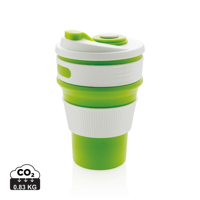 Load image into Gallery viewer, Foldable silicone drinkware cup by XD Collection, showing flexible, portable design with silicone material and foldable feature.
