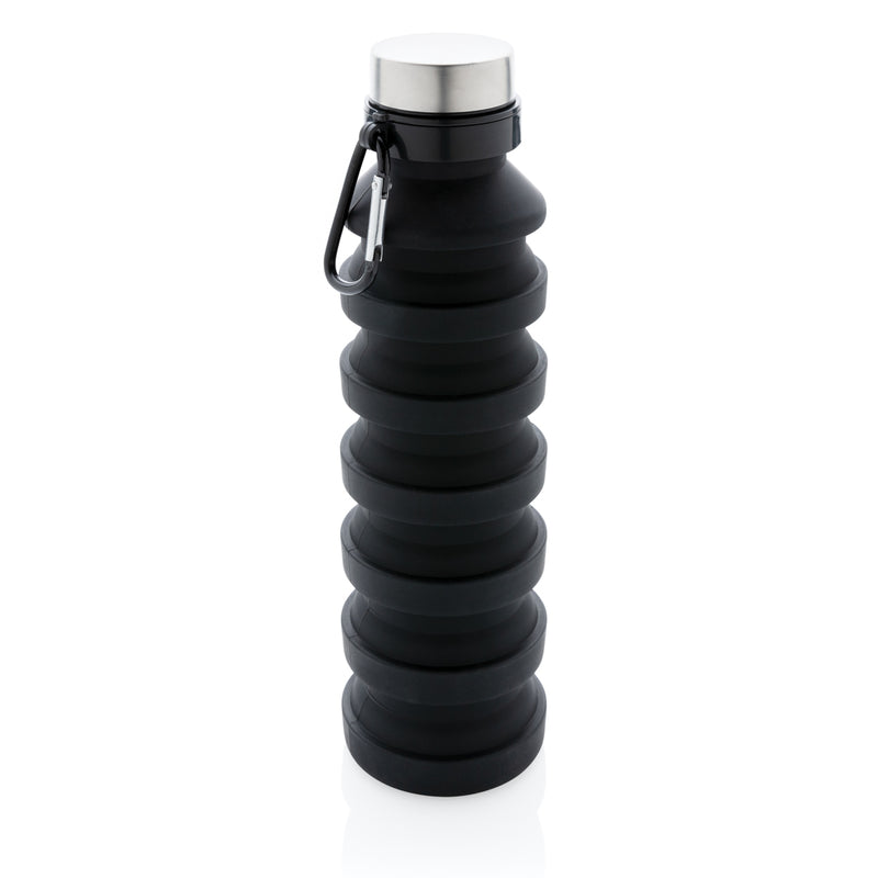 Load image into Gallery viewer, Leakproof collapsible silicone drinkware bottle with lid by XD Collection, showing the flexible, compact design and secure closure.