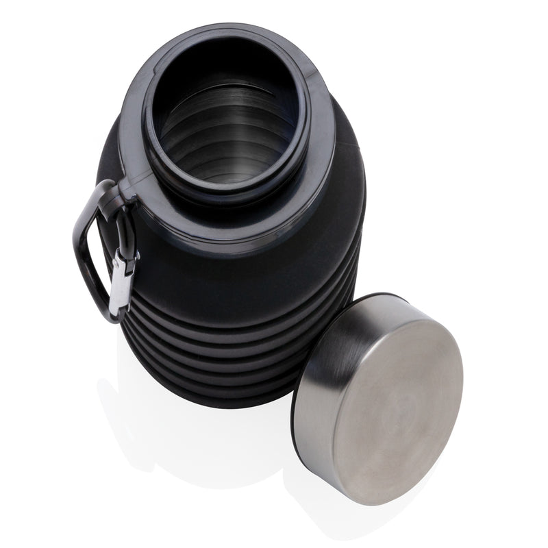 Load image into Gallery viewer, Leakproof collapsible silicone drinkware bottle with lid by XD Collection, showing flexible, portable design and secure sealing.