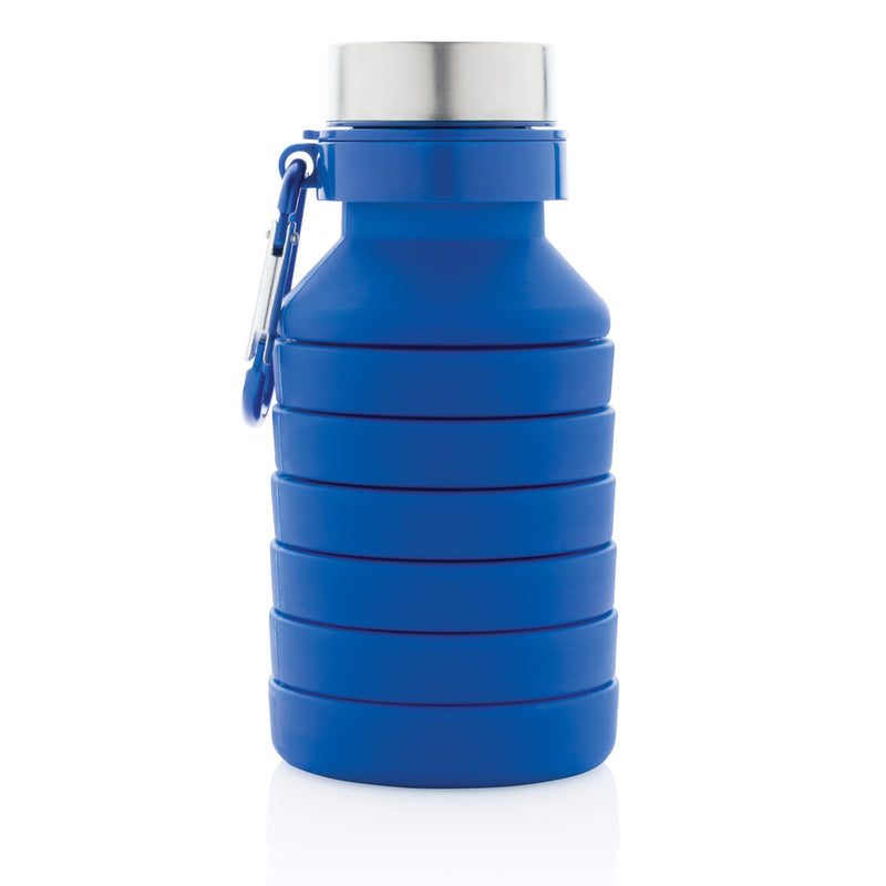 Load image into Gallery viewer, Leakproof collapsible silicone drinkware bottle with lid from XD Collection, shown with the bottle partially expanded and sealed lid.