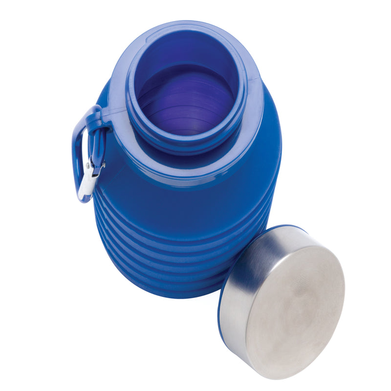 Load image into Gallery viewer, Leakproof collapsible silicone drinkware bottle with lid from XD Collection, showing the flexible, portable design and vibrant color.
