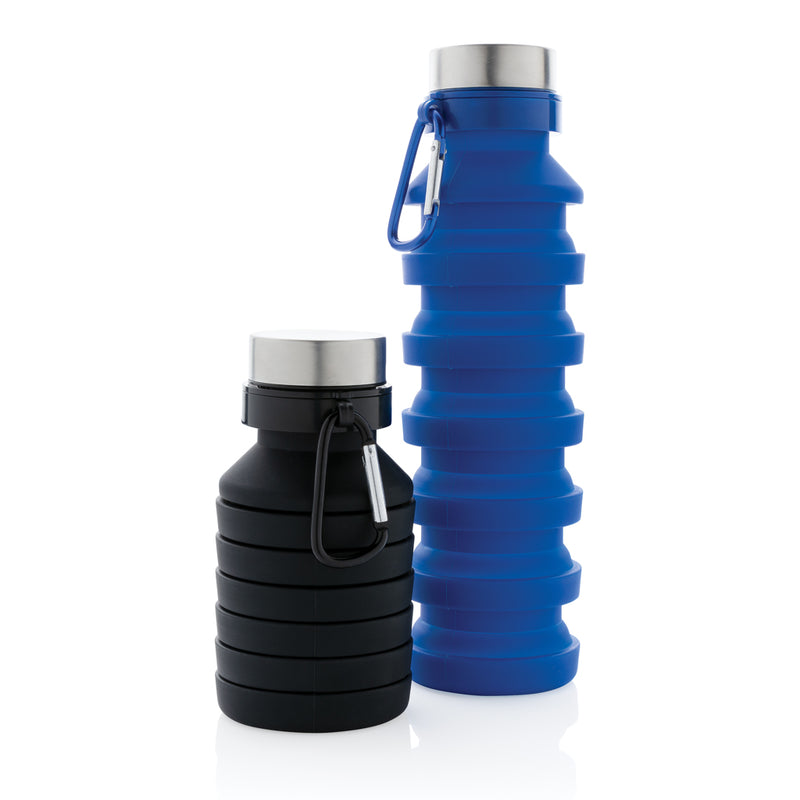 Load image into Gallery viewer, Leakproof collapsible silicone drinkware bottle with lid from XD Collection, showing its flexible, portable design and vibrant color.