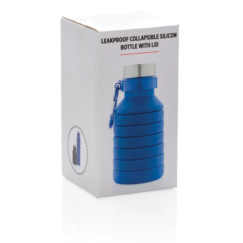 Load image into Gallery viewer, Leakproof collapsible silicone drinkware bottle with lid from XD Collection, showing its flexible design and secure closure.