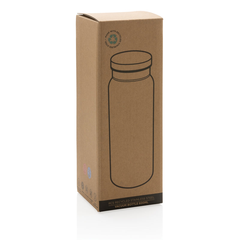 Load image into Gallery viewer, Recycled stainless steel vacuum bottle by XD Collection, 600ML drinkware with sleek design and eco-friendly finish.