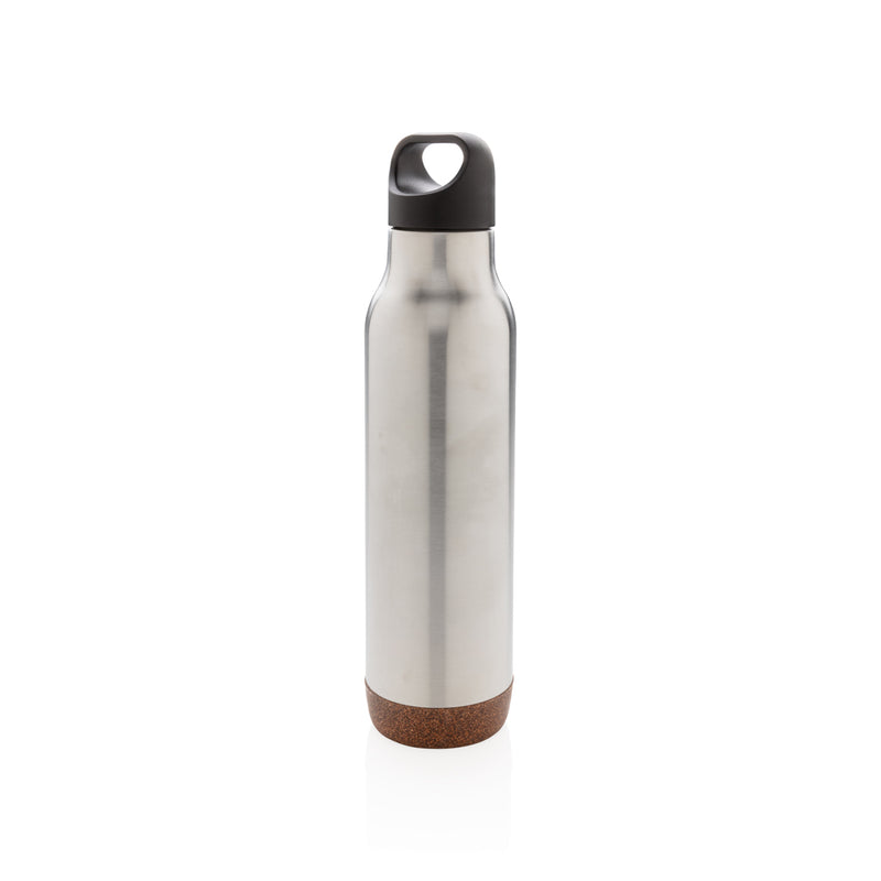 Load image into Gallery viewer, Cork leakproof vacuum flask from XD Collection, black drinkware with a sleek design, ideal for hot and cold beverages.