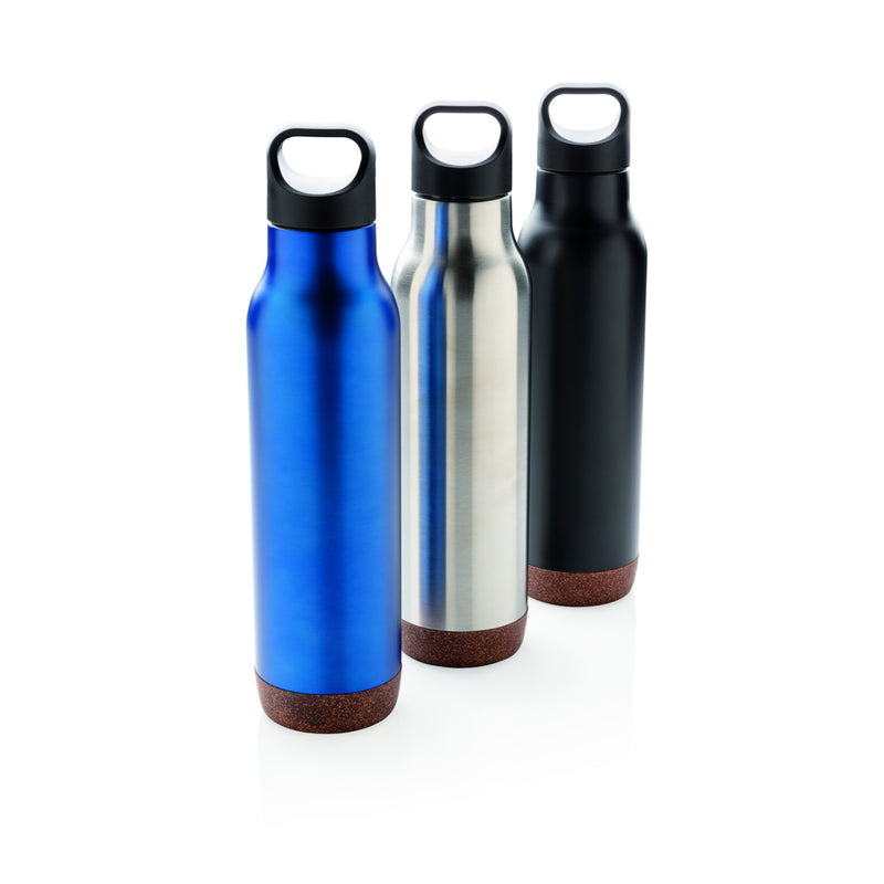 Load image into Gallery viewer, Cork leakproof vacuum flask from XD Collection, a durable drinkware bottle with a cork lid and stainless steel body.