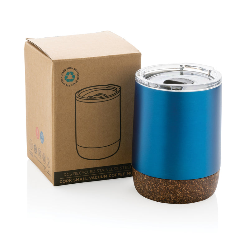 Load image into Gallery viewer, Small vacuum cork coffee mug from XD Collection's RCS Re-steel Re-steel cork drinkware, featuring a sleek design and insulated stainless steel.