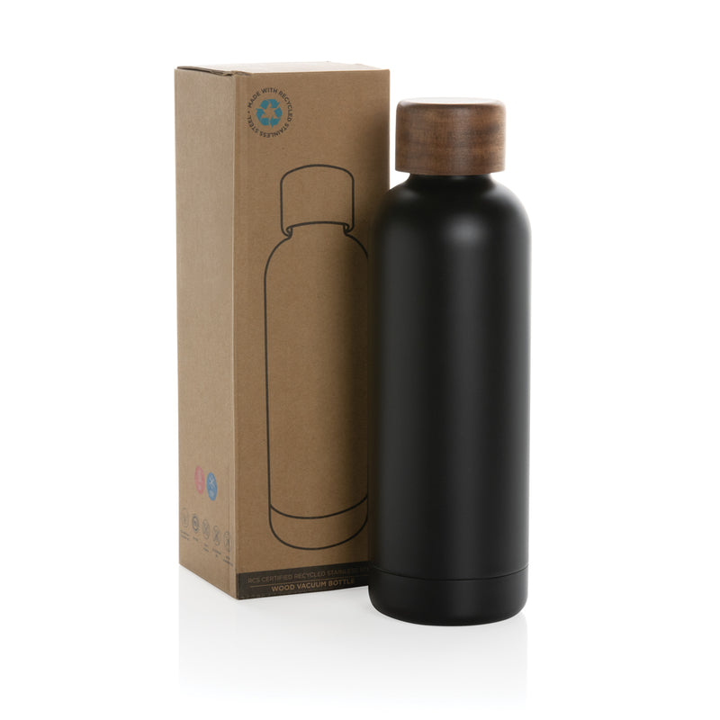 Load image into Gallery viewer, Recycled stainless steel vacuum bottle from XD Collection, eco-friendly drinkware with RCS certification and insulated design.