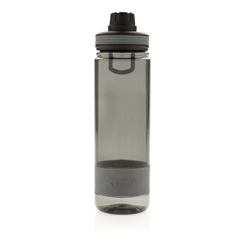 Load image into Gallery viewer, Swiss Peak Tritan water bottle in clear drinkware with a black lid, designed for durable, reusable hydration.