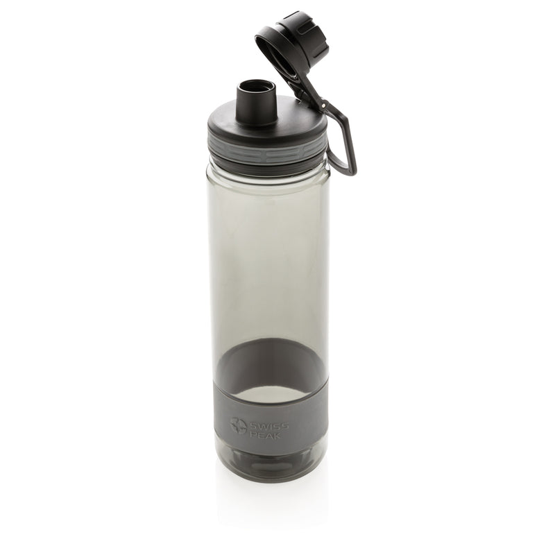Load image into Gallery viewer, Swiss Peak Tritan drinkware bottle with a clear, durable design and blue cap, ideal for hydration on the go.