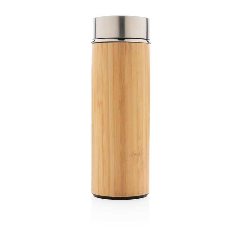 Load image into Gallery viewer, Leak-proof bamboo vacuum bottle from XD Collection, stylish drinkware with insulated design for hot and cold beverages.
