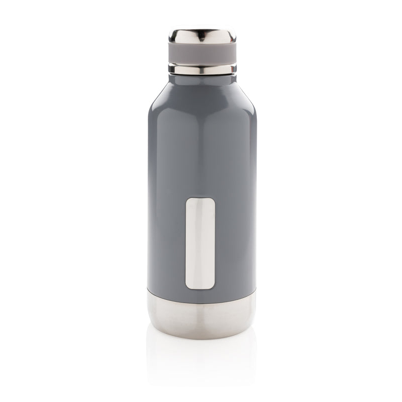 Load image into Gallery viewer, Leak-proof vacuum bottle from XD Collection with logo plate, featuring sleek drinkware design and insulated stainless steel construction.